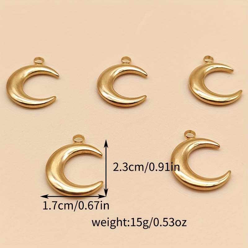 5pcs Stainless Steel Moon Pendants DIY Jewelry Set